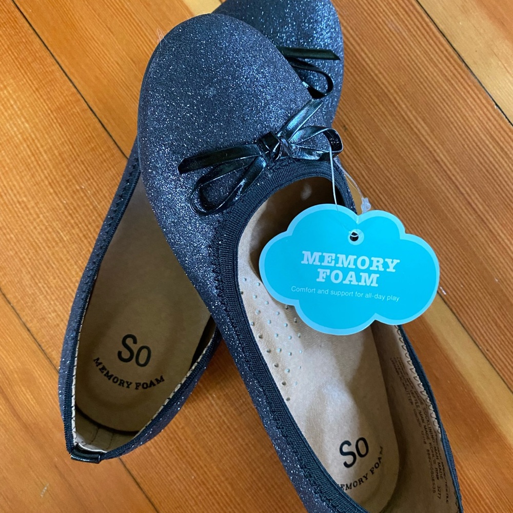 SO Black Ballet Slippers Girls Size 2